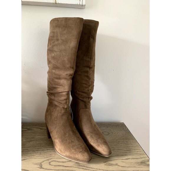 NWT Universal Thread Knee High Brown Faux Suede Heeled Juni Boots Women's Size 8 - Picture 4 of 14